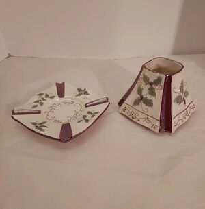Yankee Candle Holiday/Christmas Holly Cranberry Small Jar Shade and Under Plate